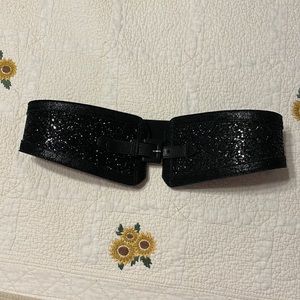 Cache Black Leather accent belt with sparkles